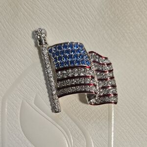 Swarovski American Flag Brooch with Crystals